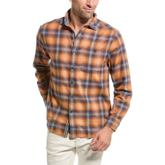 Tommy Bahama Men's Size Small Canyon Beach Shadow Check Flannel Pumpkin Spice - Picture 2 of 5